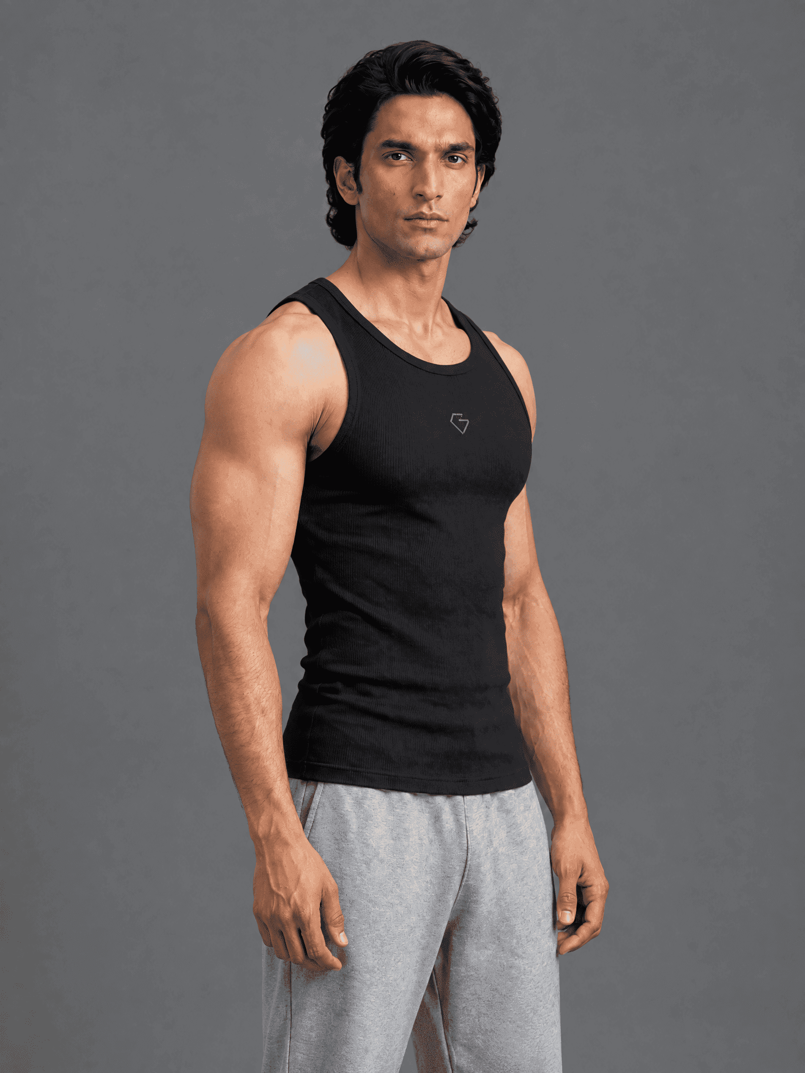 Ribbed Vest - Stealth Black thumbnail 3
